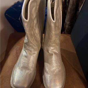 Old West Shimmering Cream Kids Boots